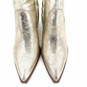 Dolce Vita Arya Pointed Toe Bootie Light Gold Size 8 Wide Calf Metallic Western